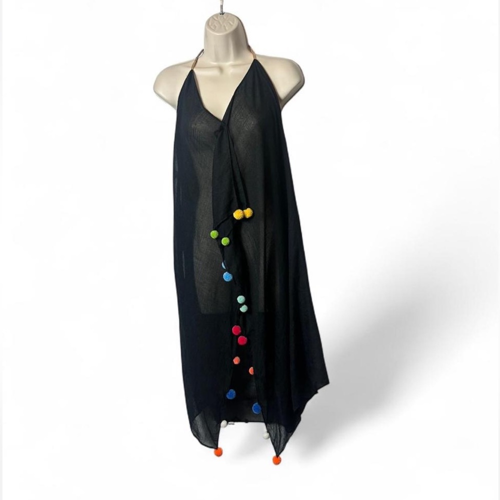 Rainbow Pom Pom Trim Coverup